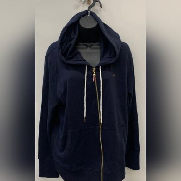 Tommy Hilfiger Zip Up Navy Hoodie Classic  Sweatshirt Size XL NWOT MSRP $69.50 - Picture 2 of 5